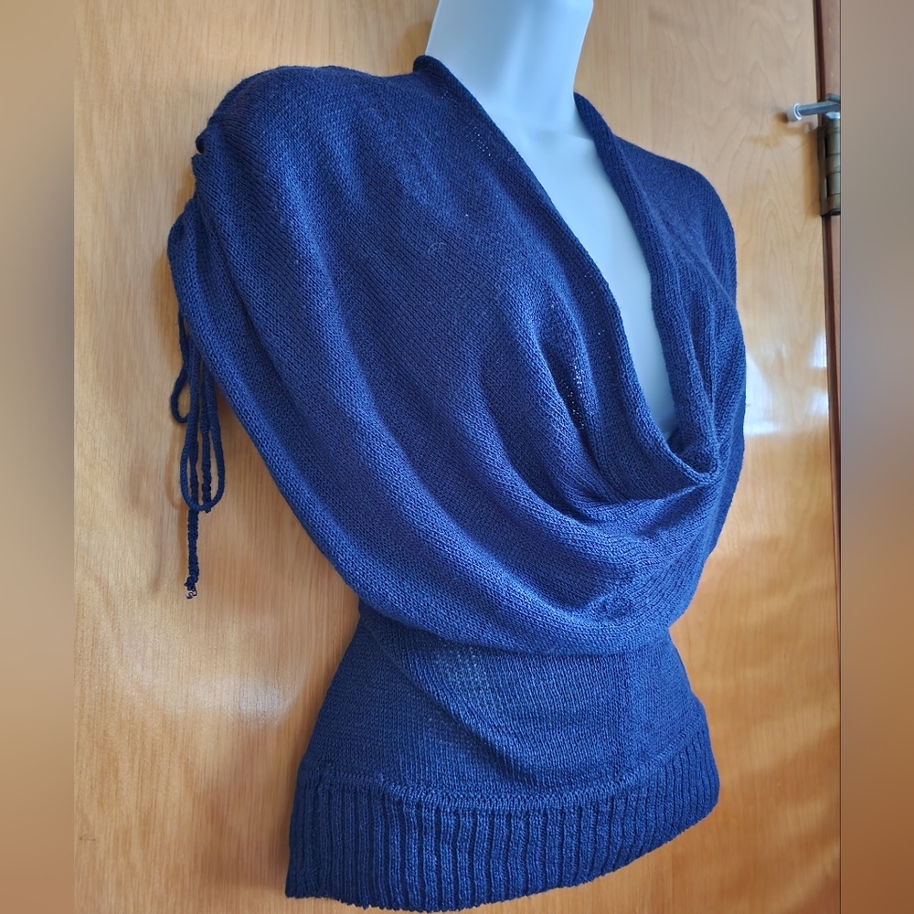 Cotton Blend Sweater Pullover Navy Blue MixRay